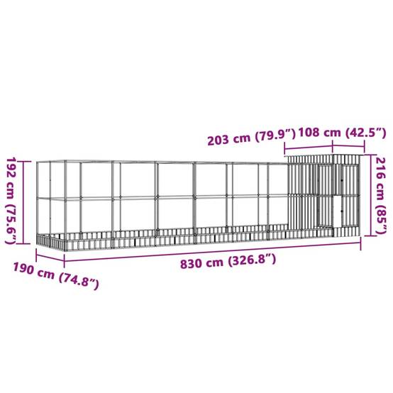 Grande Volière Acier Galvanisé Extension Argent 830x203x216cm - ComfortXL Outdoor Living - Image 8