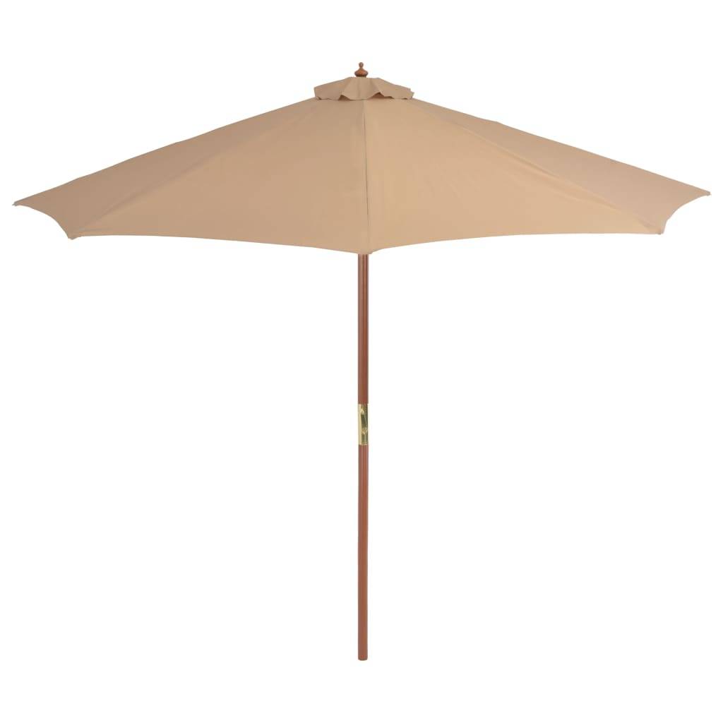 Helloshop26 - Parasol d'extérieur avec mât en bois 300 cm taupe - Imagen 2