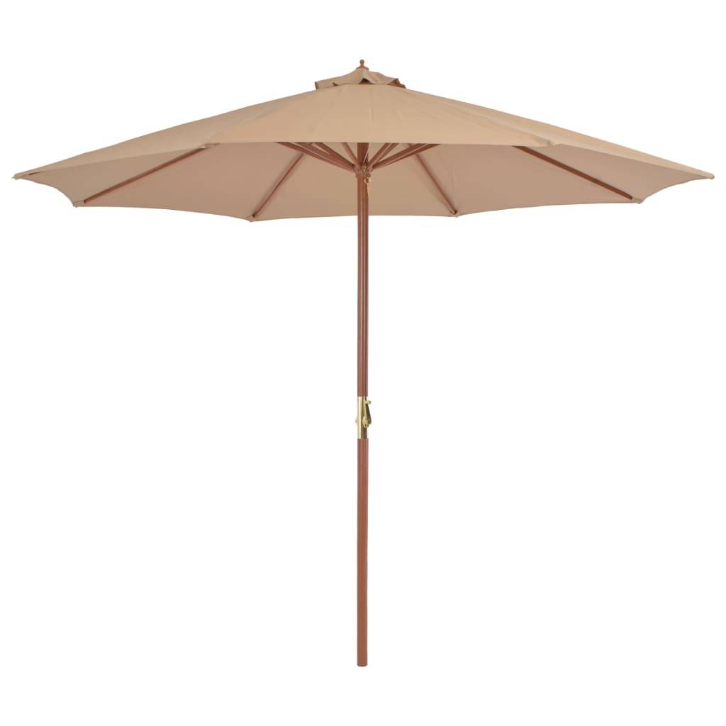 Helloshop26 - Parasol d'extérieur avec mât en bois 300 cm taupe - Imagen 1