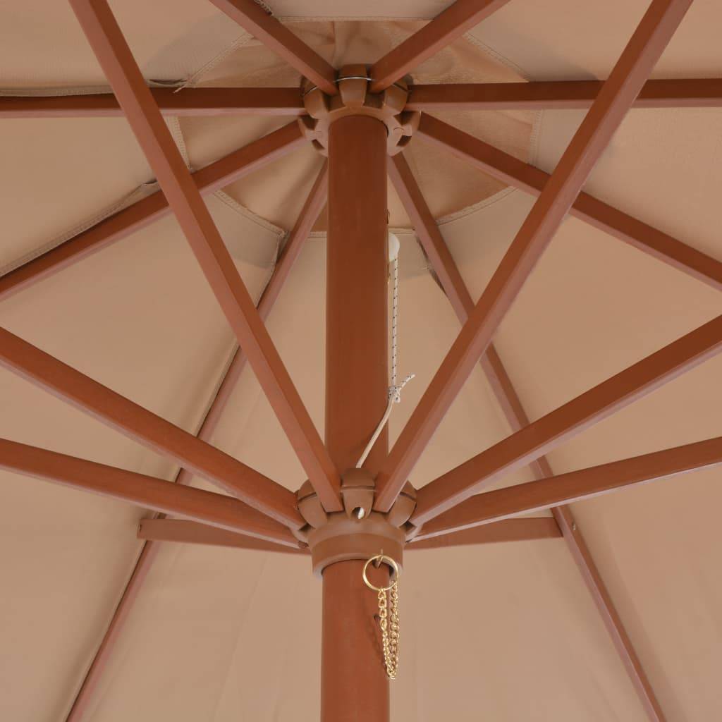 Helloshop26 - Parasol d'extérieur avec mât en bois 300 cm taupe - Imagen 5