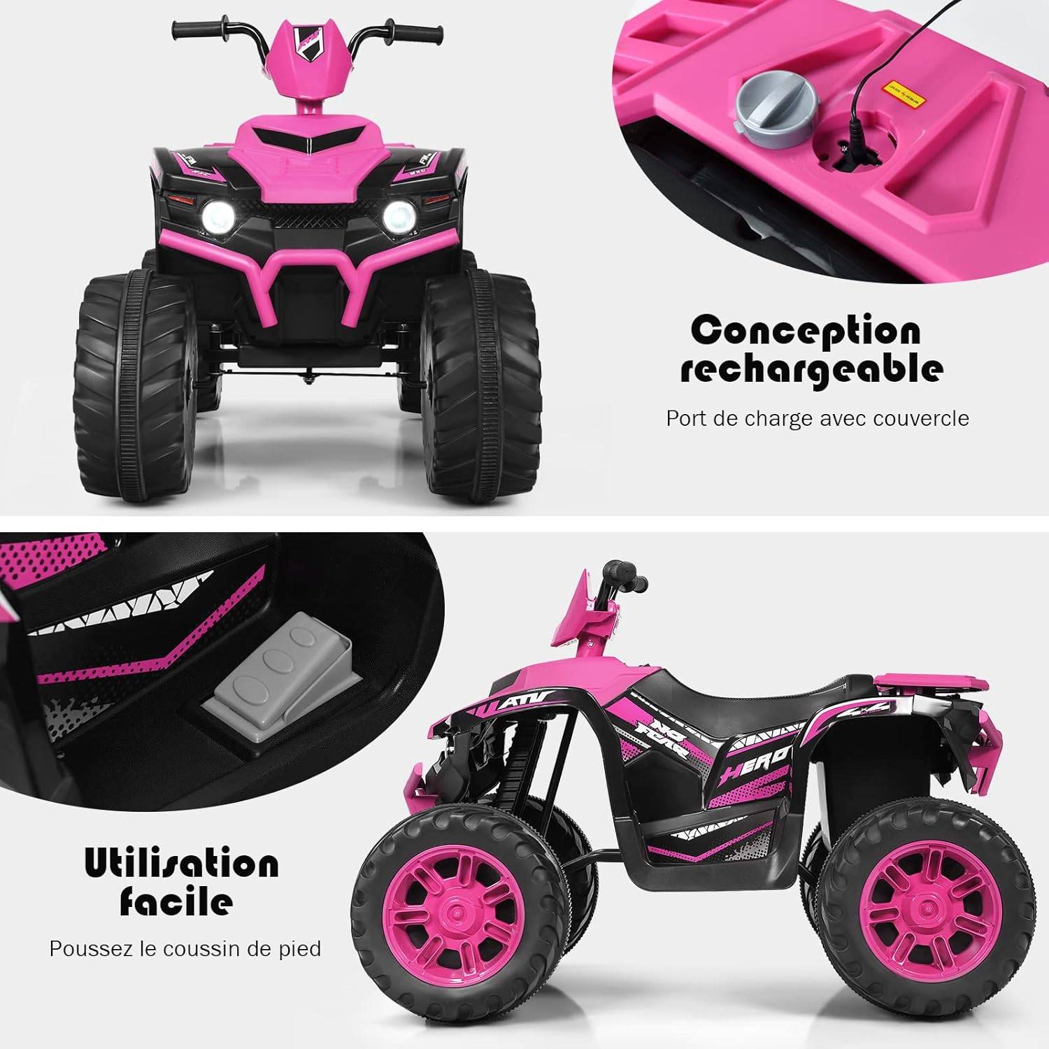 Quad Électrique ATV Enfant Rose - Batterie 12V avec Musique et Lumières LED pour 3-7 Ans | Leroy Merlin Quad Électrique ATV Enfant Rose - Batterie 12V avec Musique et Lumières LED pour 3-7 Ans | Leroy Merlin