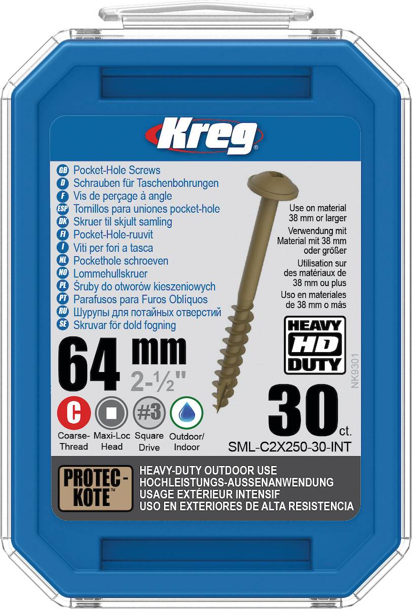 Vis à trous de poche HD 64 mm Protec-Kote™ Maxi-Loc, Filetage épai, 30- KREG - SML-C2X250-30-INT