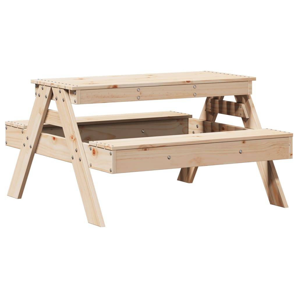 Table de pique-nique pour enfants bois massif de pin 88 x 97 x 52 cm - PANGIVO - Image 6