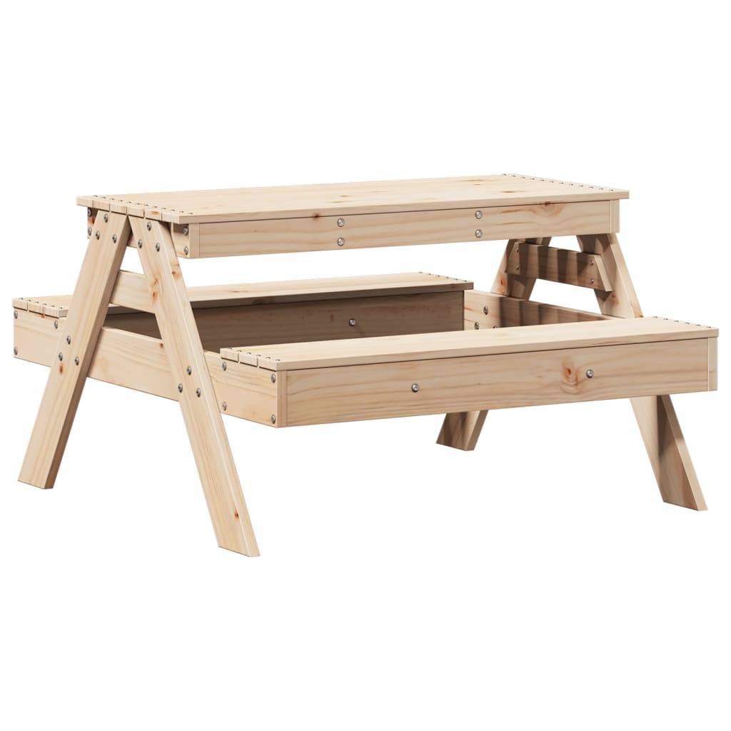 Table de pique-nique pour enfants bois massif de pin 88 x 97 x 52 cm - PANGIVO - Image 2