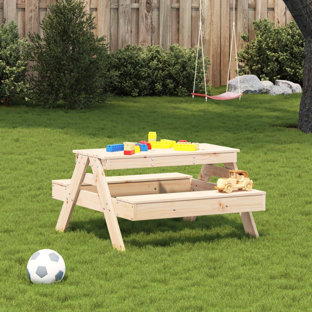 Table de pique-nique pour enfants bois massif de pin 88 x 97 x 52 cm - PANGIVO - Image 3