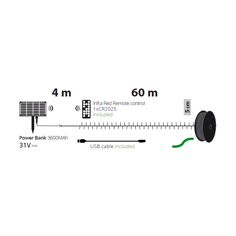 Lotti - Guirlande lumineuse solaire 60M 1200 MiniLED blanc chaud câble vert SMART Connect  Lotti - Imagen 3