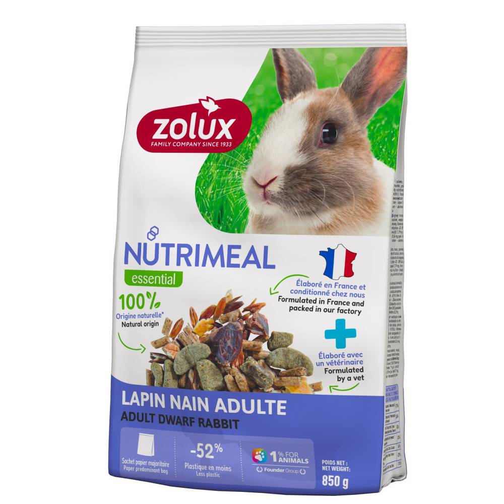Zolux - Alimento compuesto para conejo adulto(6 meses y más) bolsa de 850 g - Imagen 2