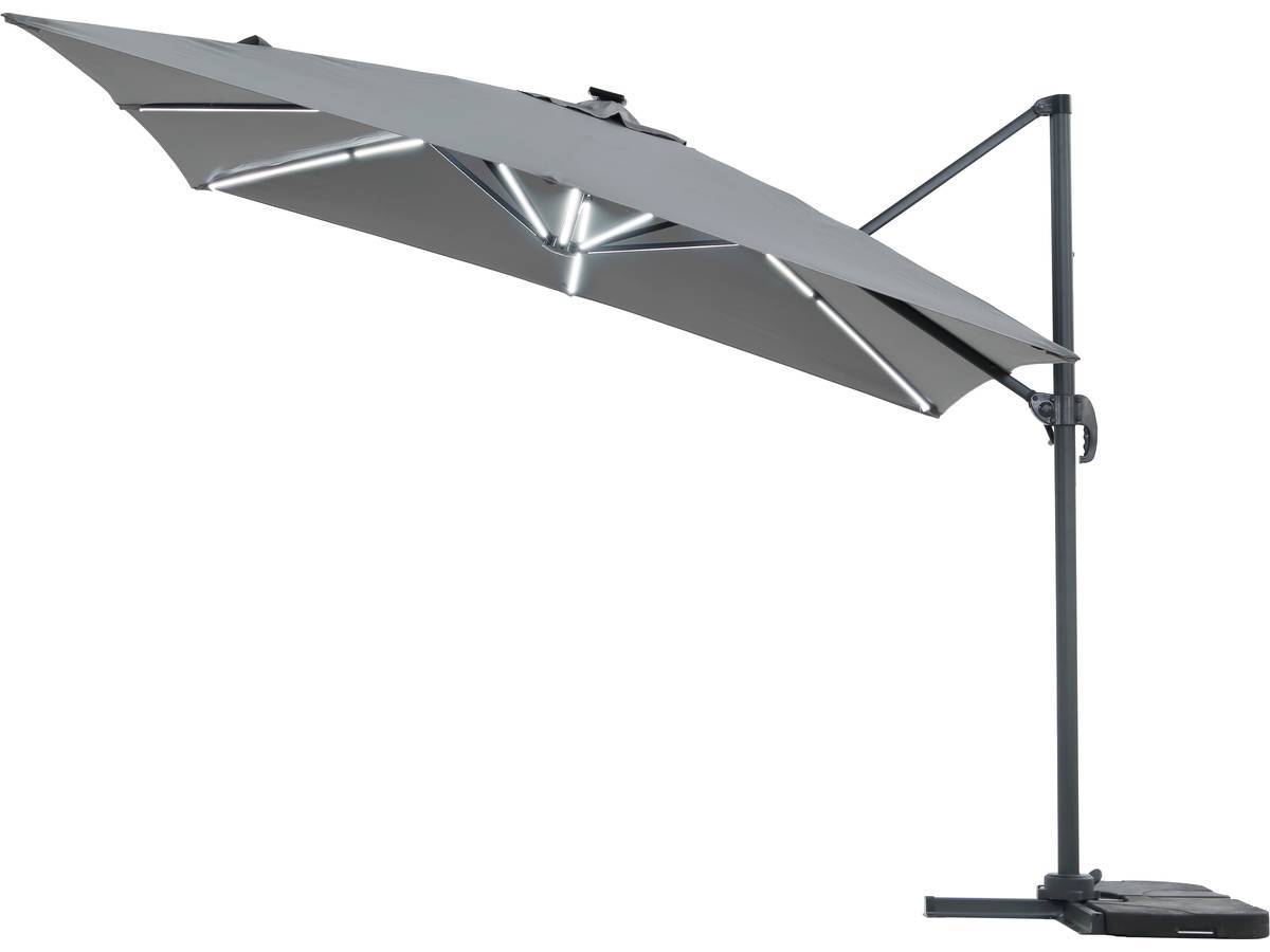 Parasol Jardin Déporté Avec Led "sun 4 Luxe" - 3 X 4 M - Gris -habitat Et Jardin - Image 1