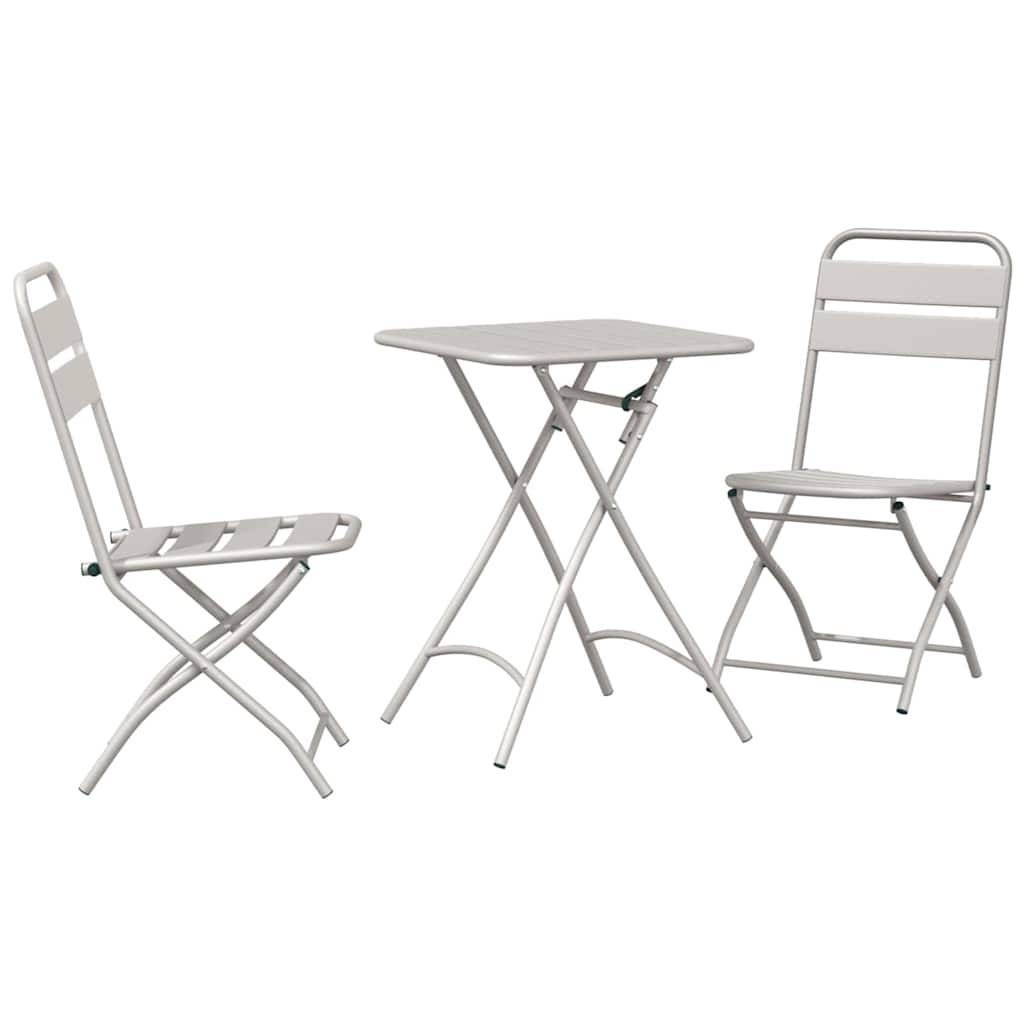 Ensemble table et chaises de jardin pliantes en Acier pour balcon 2 places Beige – ComfortXL Outdoor Living - Image 2