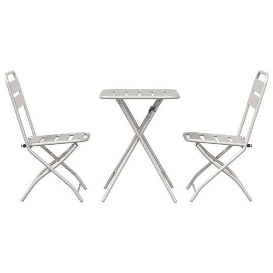 Ensemble table et chaises de jardin pliantes en Acier pour balcon 2 places Beige – ComfortXL Outdoor Living - Image 7