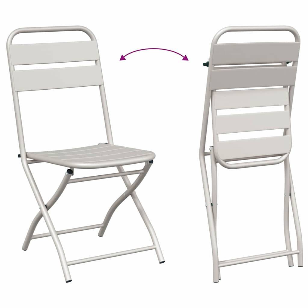 Ensemble table et chaises de jardin pliantes en Acier pour balcon 2 places Beige – ComfortXL Outdoor Living - Image 9