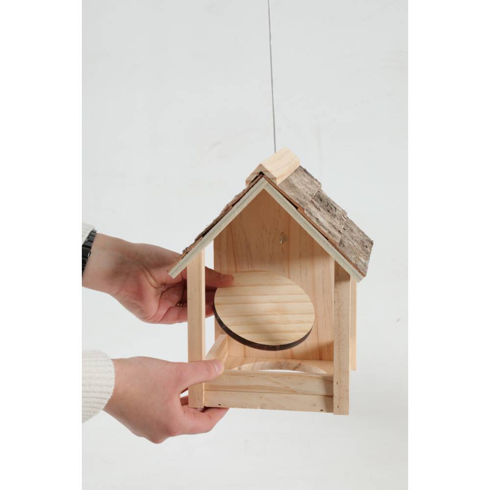 Zolux - Mangeoire Cup Castor 3 en 1 , toit en bois, pour oiseaux - Imagen 1