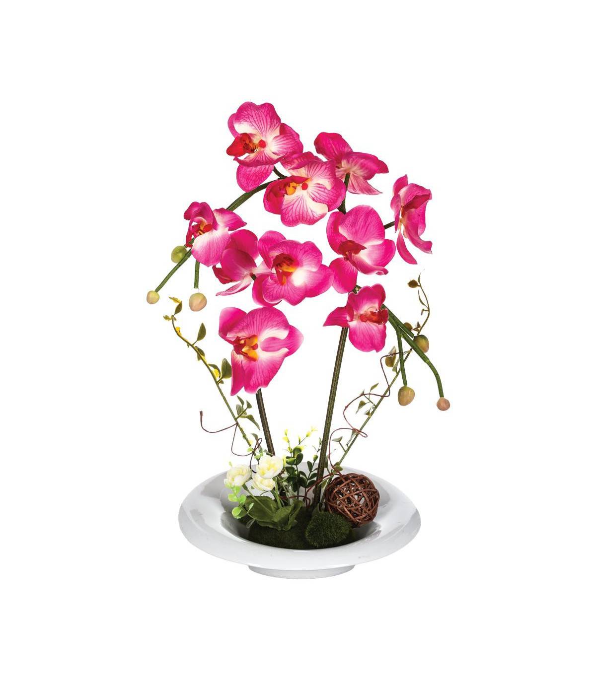 Composition florale d'Orchidées artificielles Vase en Céramique H 40 cm - Imagen 1