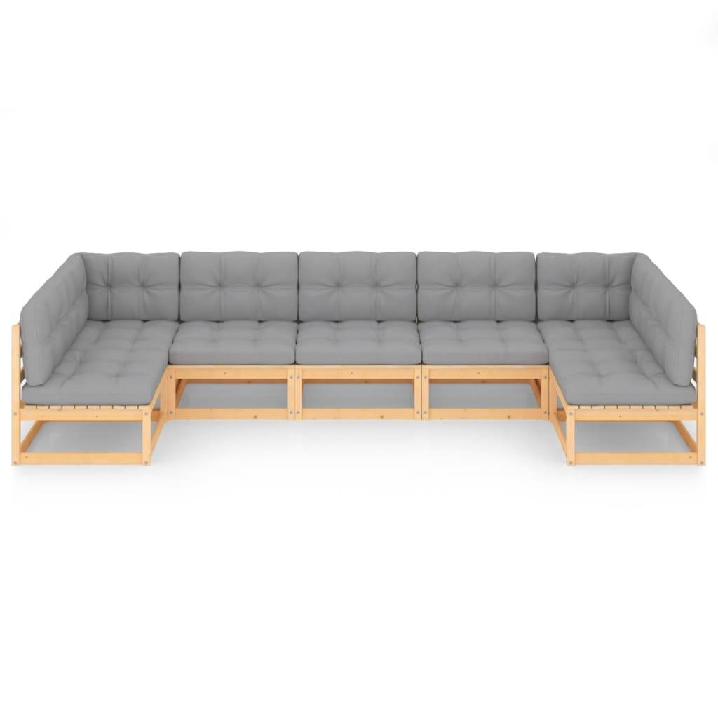 Helloshop26 - Salon de jardin meuble d'extérieur ensemble de mobilier 7 pièces avec coussins bois de pin massif - Imagen 2