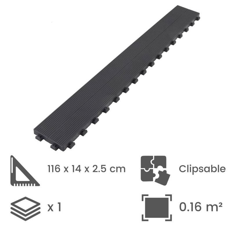 Jardinex - Lame de terrasse clipsable autoportante (finition striée) - Gris anthracite 116 x 14 cm - Jardinex - Imagen 2