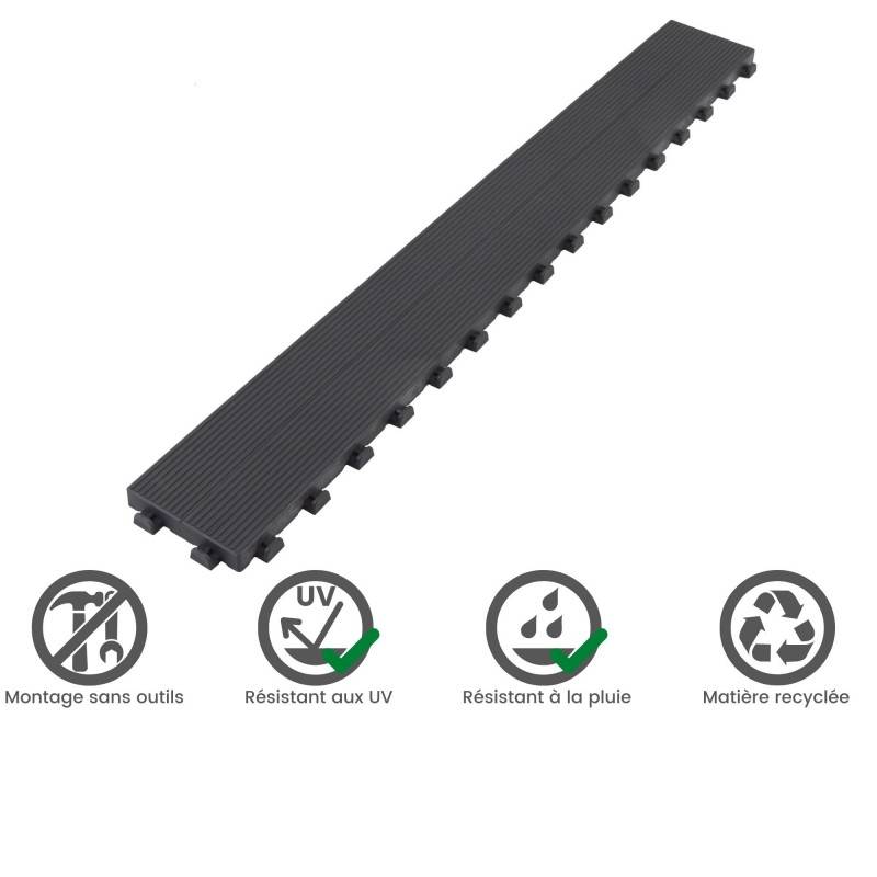 Jardinex - Lame de terrasse clipsable autoportante (finition striée) - Gris anthracite 116 x 14 cm - Jardinex - Imagen 3