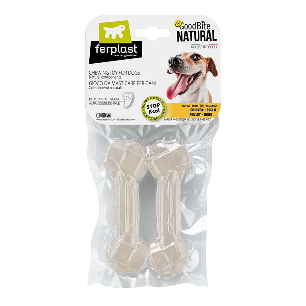 Ferplast - Ferplast GOODBITE NATURAL M jouet os pour l'hygiène dentaire, saveur de poulet, chien moyen (8-16 Kg), naturel, 2 pièces de 70g - Imagen 1