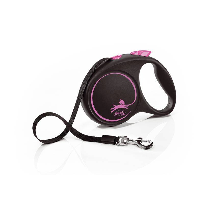 Flexi - Laisse Black Design M Tape 5m black/ pink FU22T5-251-S-CP Flexi - Image 1