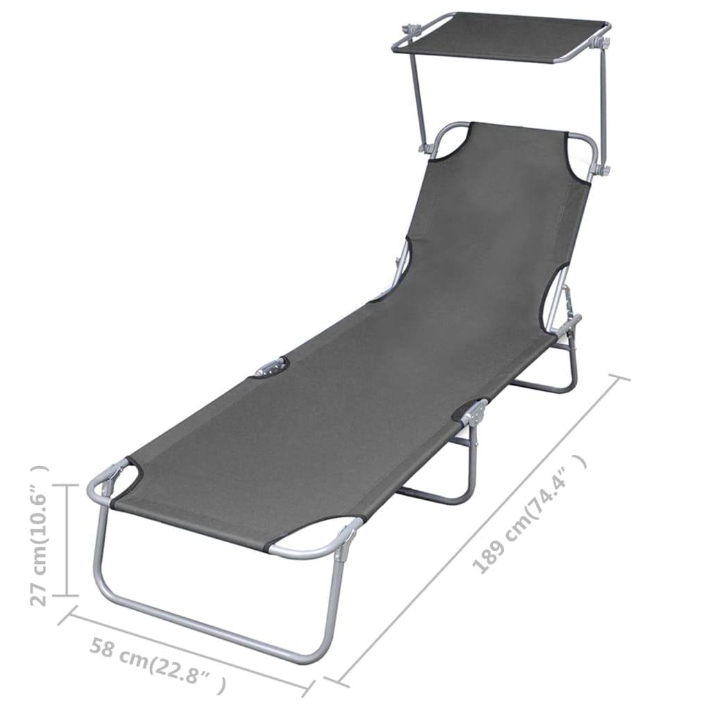 Transat chaise longue bain de soleil lit de jardin terrasse meuble d'extérieur pliable avec dossier réglable gris - Image 6