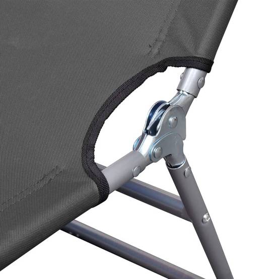 Transat chaise longue bain de soleil lit de jardin terrasse meuble d'extérieur pliable avec dossier réglable gris - Image 5