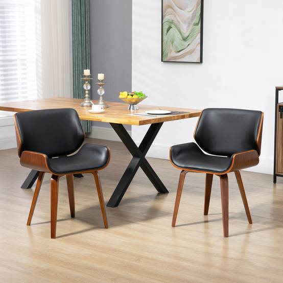 Lot de 2 chaises de salle à manger style vintage assise revêtement synthétique 53l x 54P x 81H cm noir marron - Image 3