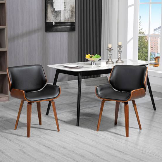 Lot de 2 chaises de salle à manger style vintage assise revêtement synthétique 53l x 54P x 81H cm noir marron - Image 4