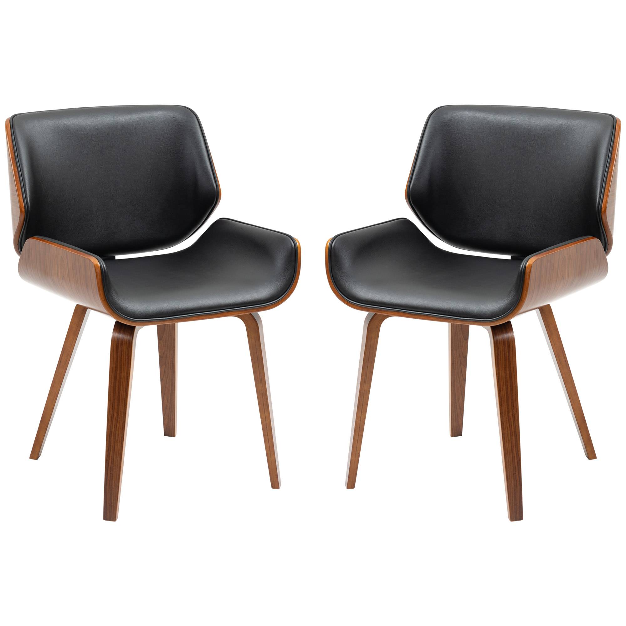 Lot de 2 chaises de salle à manger style vintage assise revêtement synthétique 53l x 54P x 81H cm noir marron - Image 2