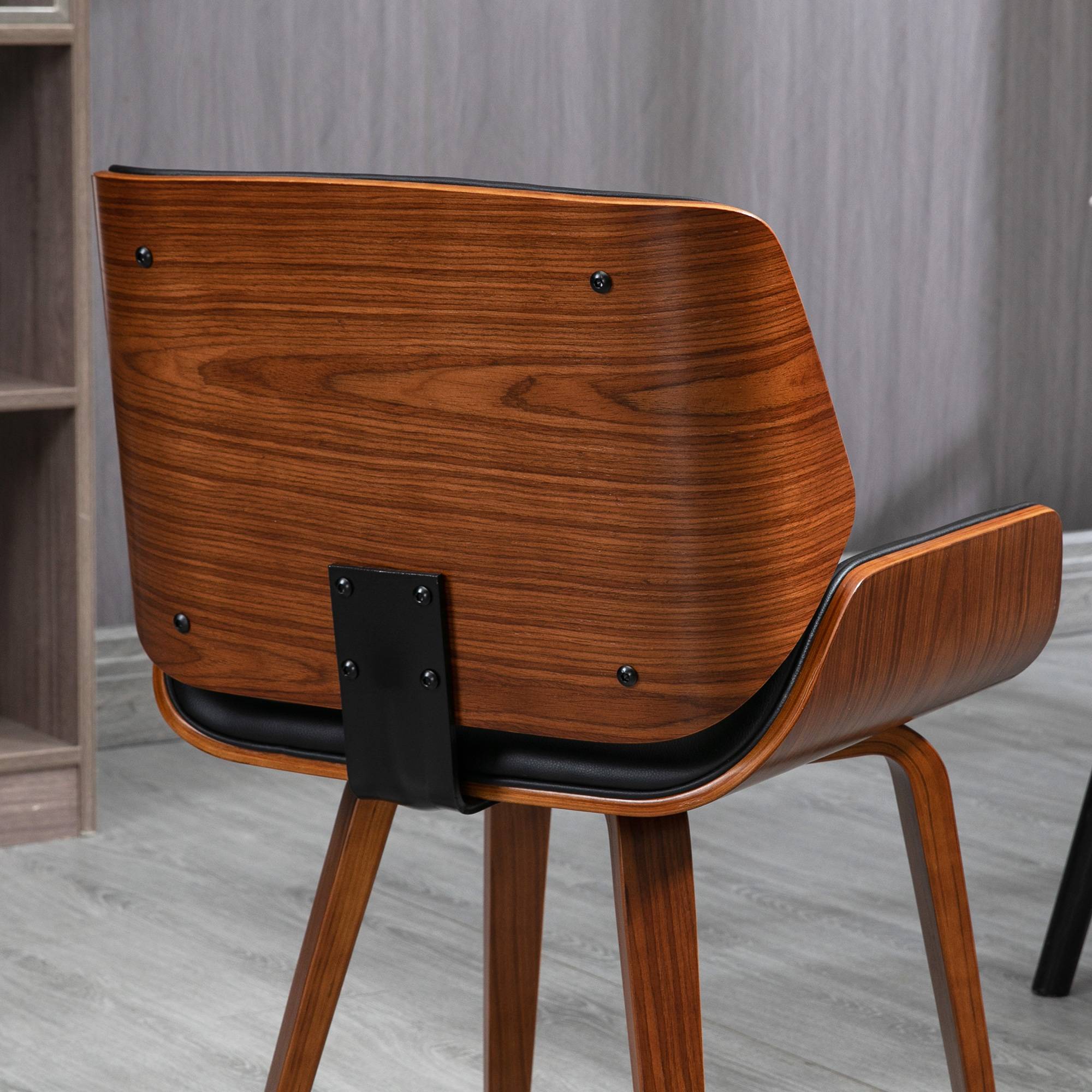 Lot de 2 chaises de salle à manger style vintage assise revêtement synthétique 53l x 54P x 81H cm noir marron - Image 9