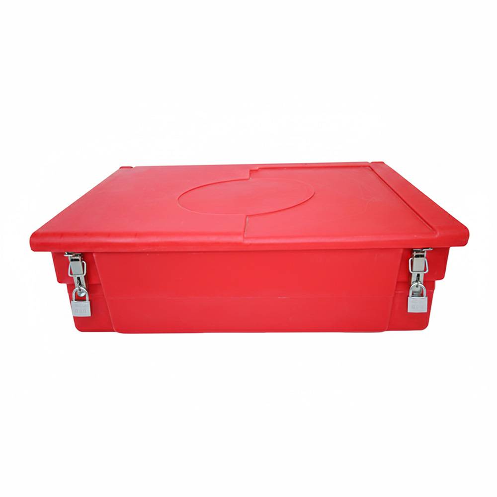 Bac à sable incendie/ à sel de déneigement 100l + grenouillères + cadenas-plast'up rotomoulage - Image 1