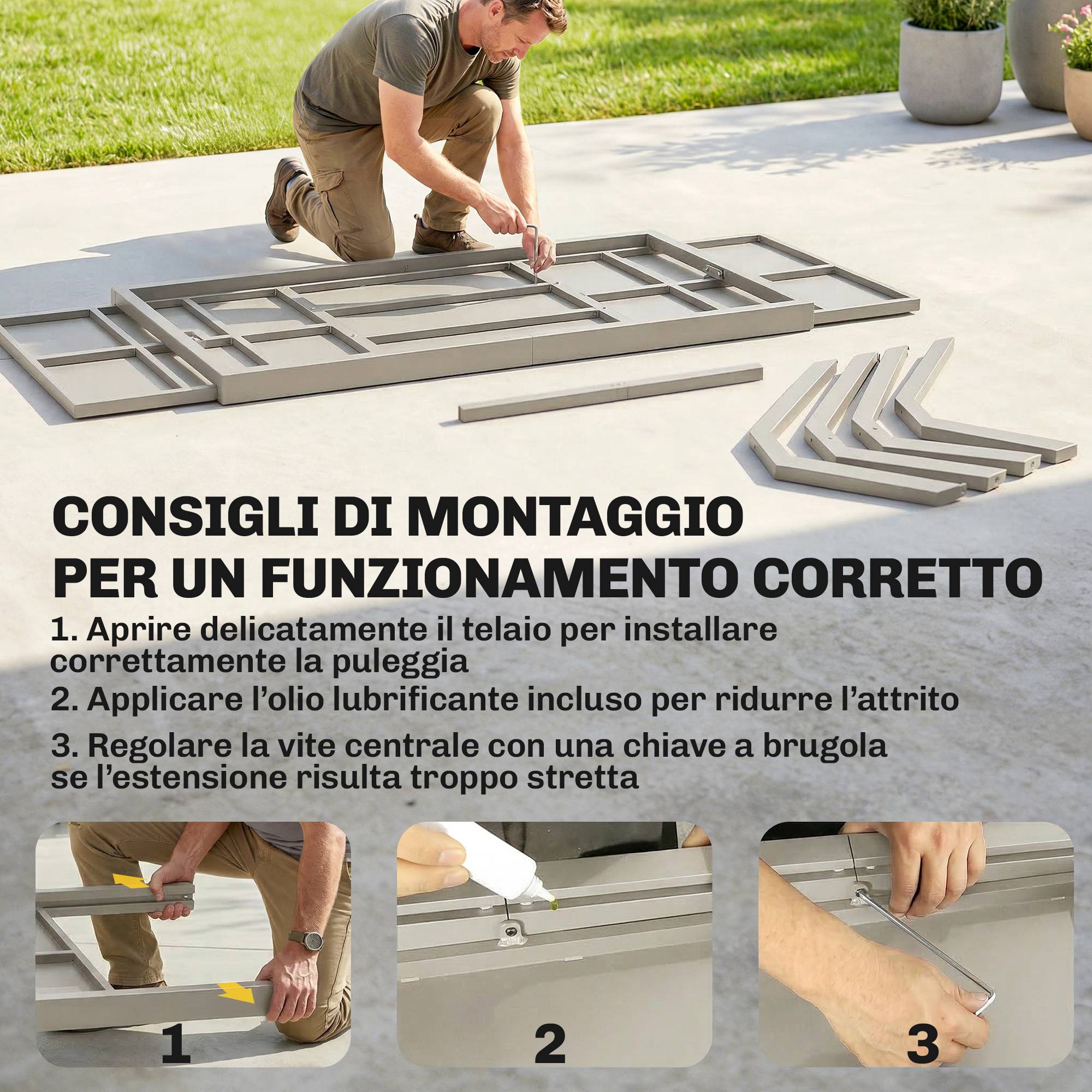 Table jardin extensible 8-10 personnes aluminium acier, 154/214x85x73 cm gris - Image 9