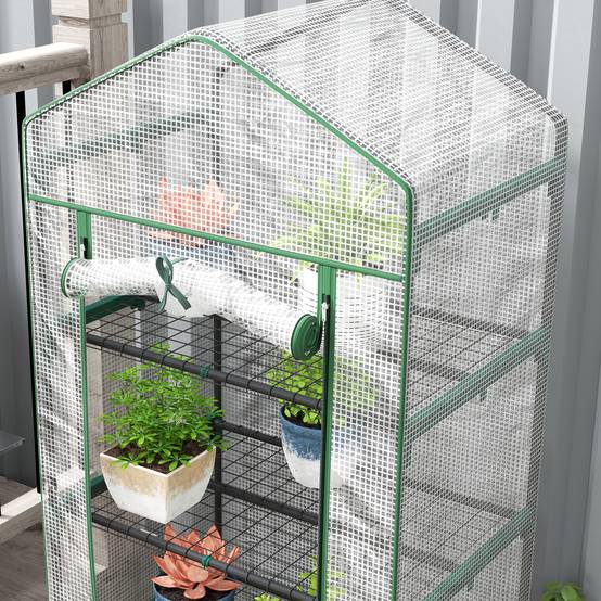 Serre de balcon PE 5 niveaux terrasses protection intempéries 69x49x193cm Blanc - ComfortXL Outdoor Living - Image 9
