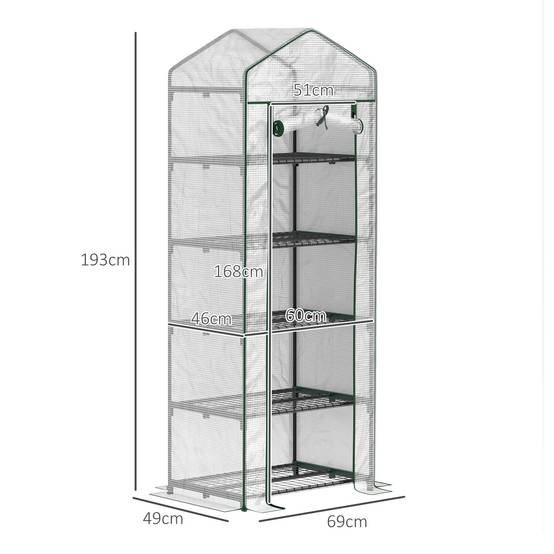 Serre de balcon PE 5 niveaux terrasses protection intempéries 69x49x193cm Blanc - ComfortXL Outdoor Living - Image 5