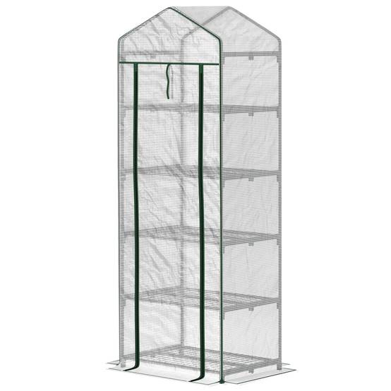 Serre de balcon PE 5 niveaux terrasses protection intempéries 69x49x193cm Blanc - ComfortXL Outdoor Living - Image 2