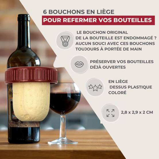 Lot de 6 bouchons de liège Fackelmann Bar Concept - Image 3