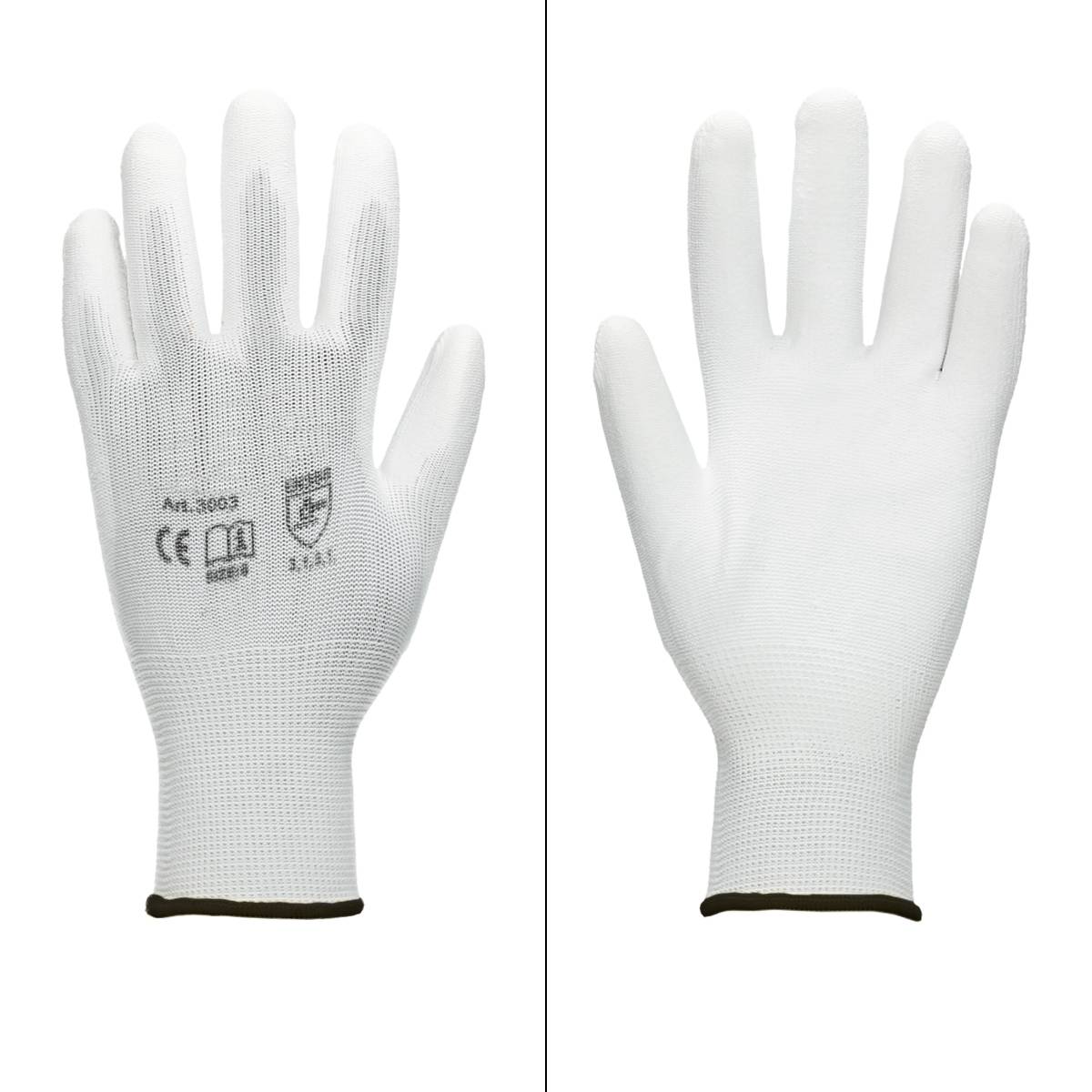 Ecd-Germany - ECD Germany 60 paires de gants de travail avec revêtement PU, taille 10-XL, blanc, respirant, antidérapant - Imagen 2
