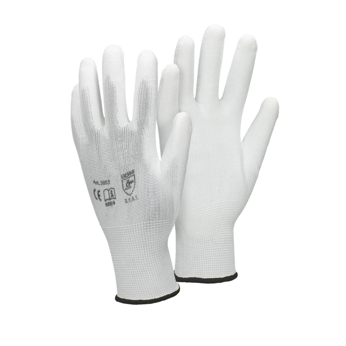 Ecd-Germany - ECD Germany 60 paires de gants de travail avec revêtement PU, taille 10-XL, blanc, respirant, antidérapant - Imagen 1