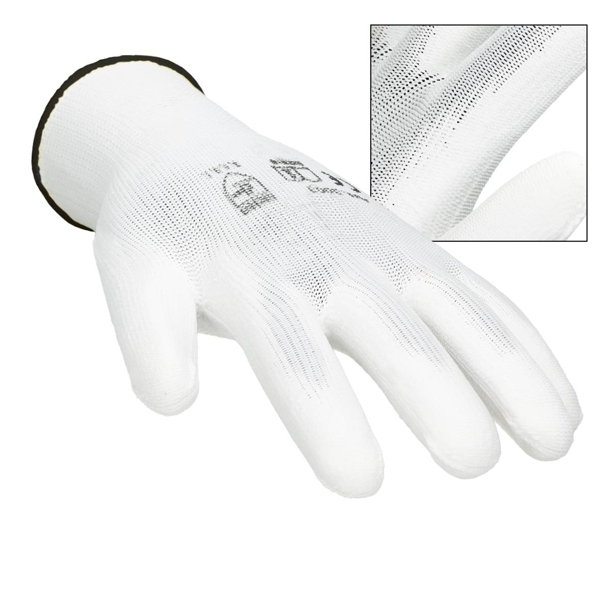 Ecd-Germany - ECD Germany 60 paires de gants de travail avec revêtement PU, taille 10-XL, blanc, respirant, antidérapant - Imagen 3