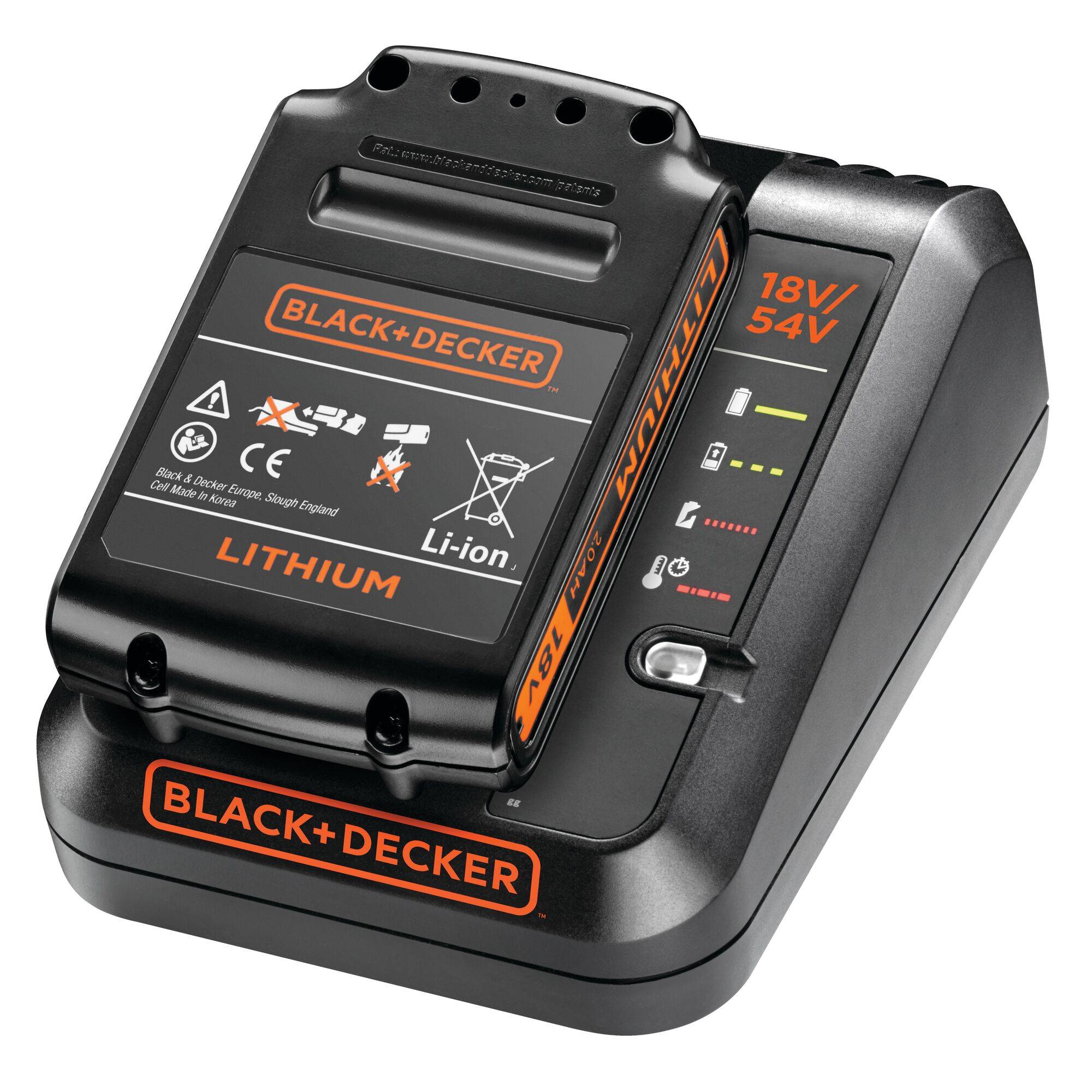 STARTER KIT - Batterie Slide Pack LITHIUM 18 volts 2Ah + chargeur 2 Ah BLACK+DECKER BDC2A20-QW - Image 1