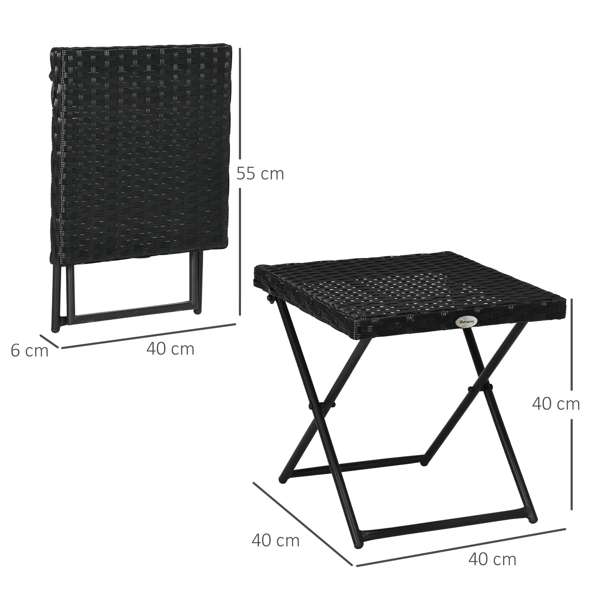Table basse pliable Résine tressée Balcon & terrasse Gain de place 40x40x40cm Noir - ComfortXL Outdoor Living - Image 5