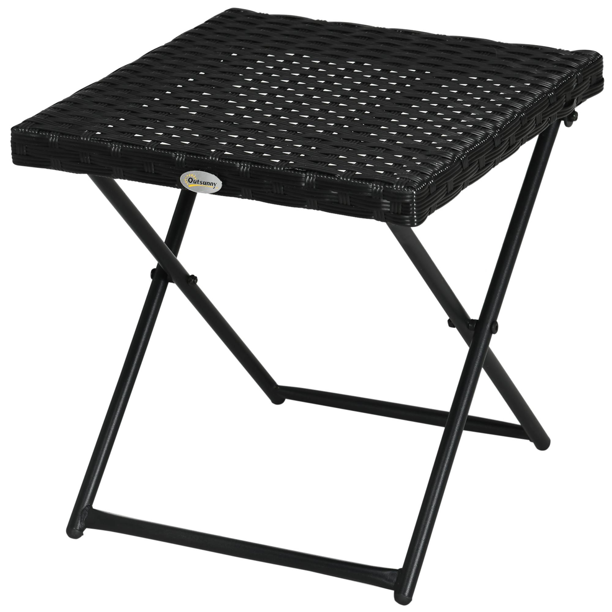 Table basse pliable Résine tressée Balcon & terrasse Gain de place 40x40x40cm Noir - ComfortXL Outdoor Living - Image 2