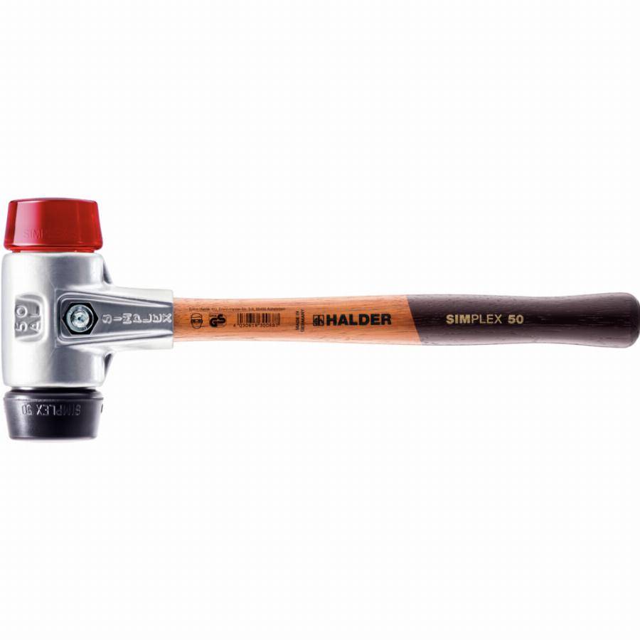 Maillet HALDER SIMPLEX Caoutchouc chargé / plastique avec boîtier en aluminium et manche en bois - D=40 mm - 3126.040