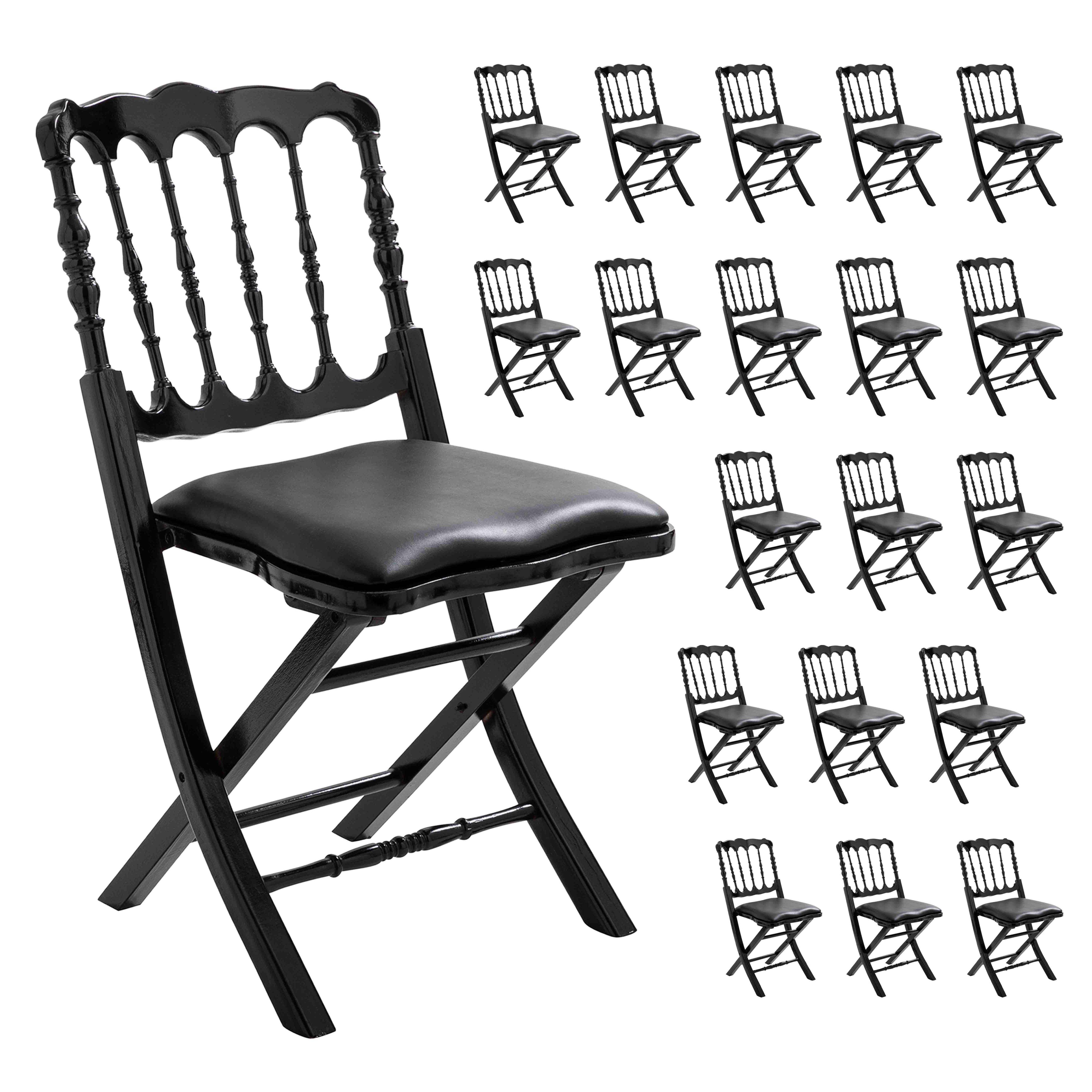 Oviala - Lot de 20 chaises pliantes NAPOLEON III noir  - Oviala