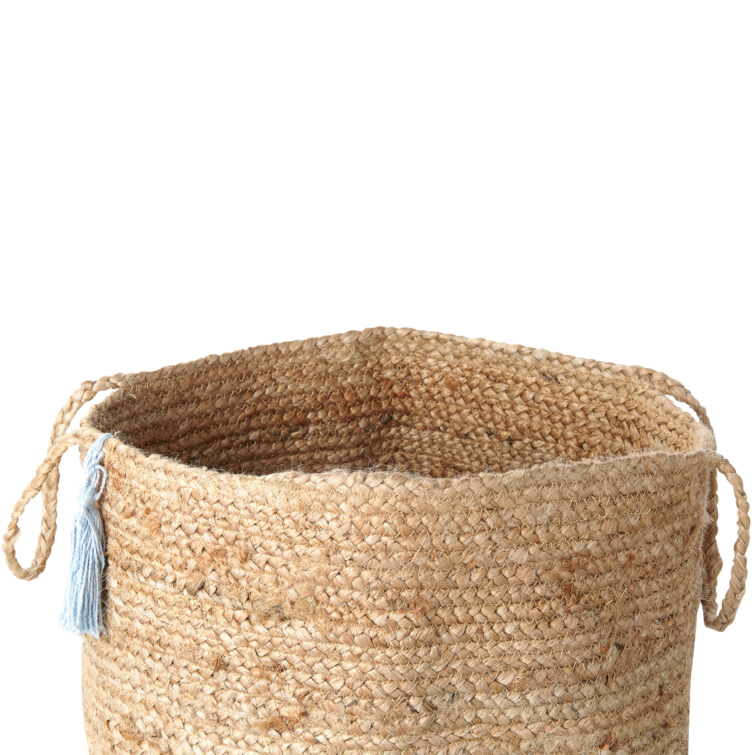 Beliani - Paniers Blanc et Bleu en Jute 50 cm Ronds Faits Main Rangement Intérieur pour Linge Facile à Entretenir Corbeilles Lot de 2 - Imagen 4