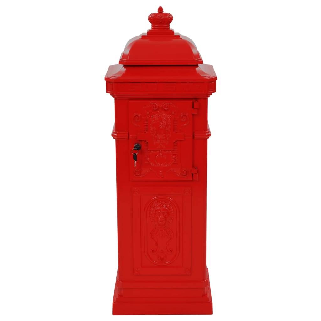 Boîte aux lettres à pilier aluminium vintage antirouille Rouge Rouge - Image 7