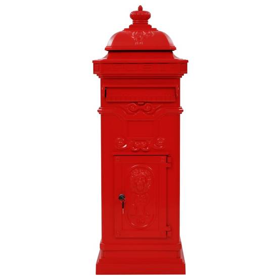 Boîte aux lettres à pilier aluminium vintage antirouille Rouge Rouge - Image 2