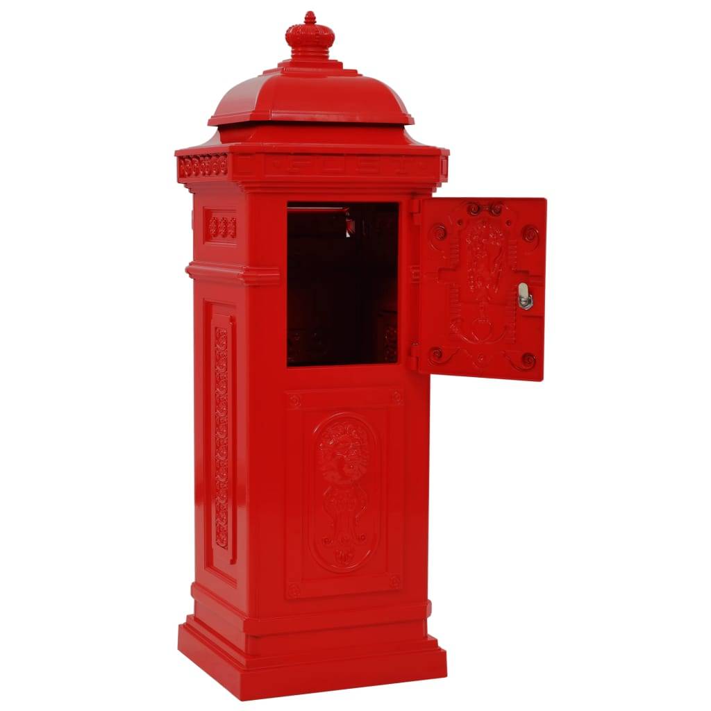 Boîte aux lettres à pilier aluminium vintage antirouille Rouge Rouge - Image 8