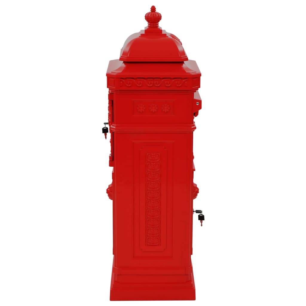 Boîte aux lettres à pilier aluminium vintage antirouille Rouge Rouge - Image 5