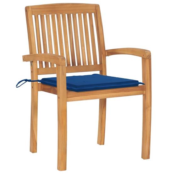 Chaises de jardin empilables teck solide bleu royal 60 x 57.5 x 90 cm - PANGIVO - Image 3