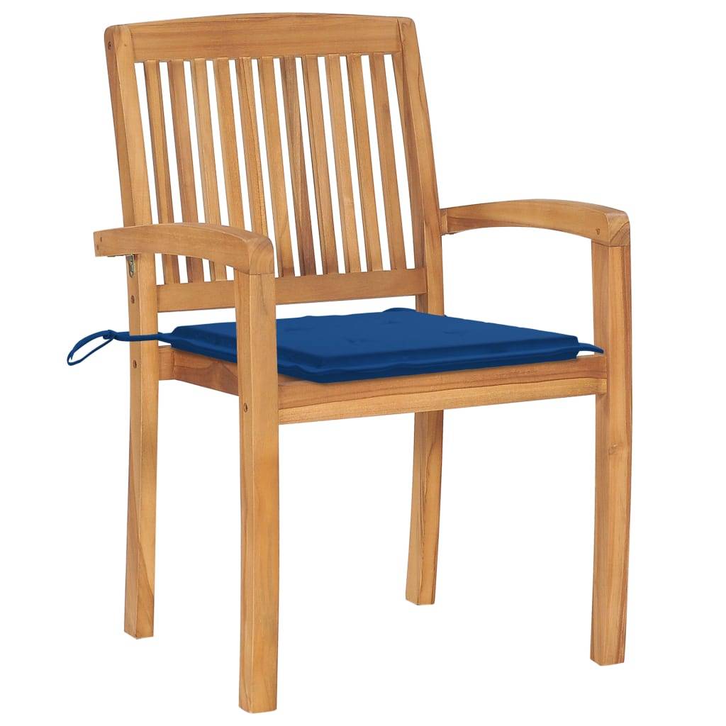 Chaises de jardin empilables teck solide bleu royal 60 x 57.5 x 90 cm - PANGIVO - Image 3