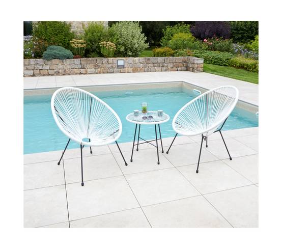 Ozalide - Salon de jardin en acier 2 places blanc CARACAS - Imagen 3